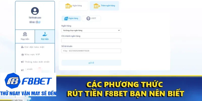 các phương thức rút tiền f8bet